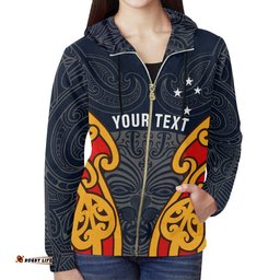 Aotearoa Zipper Hoodie Moko Maori Custom Version