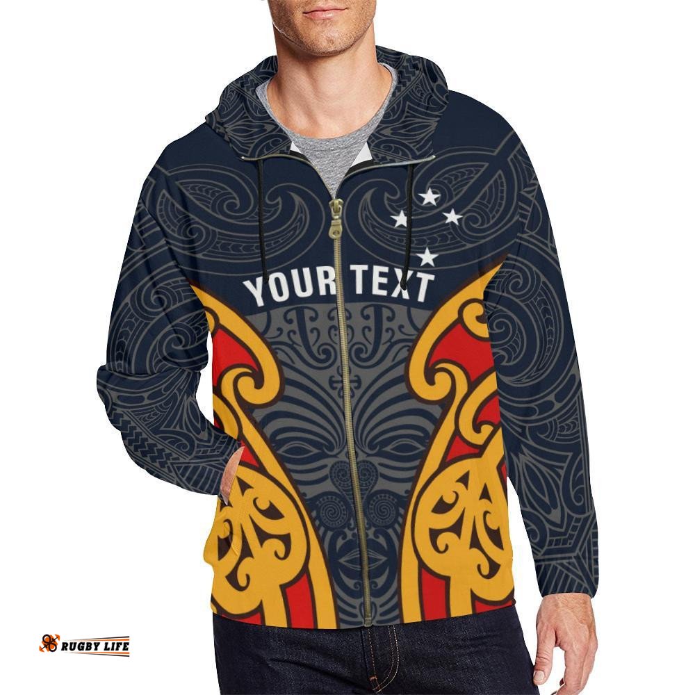 Aotearoa Zipper Hoodie Moko Maori Custom Version