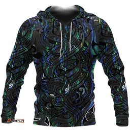 New Zealand Hoodie, Maori Gods Pullover Hoodie, Tumatauenga God Of War Paua Shell