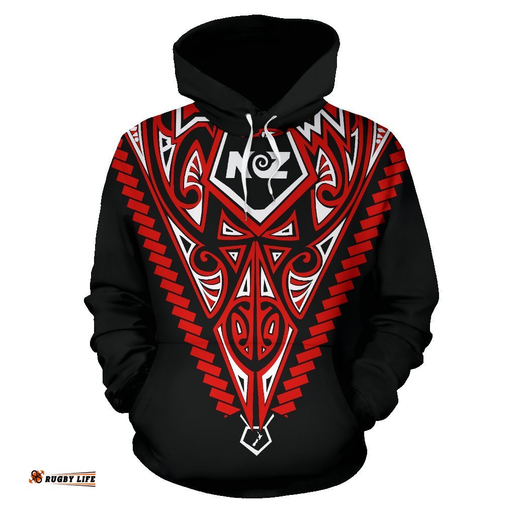 Born New Zealand Hoodie Polynesian Tattoo Red