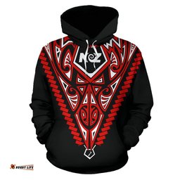 Born New Zealand Hoodie Polynesian Tattoo Red