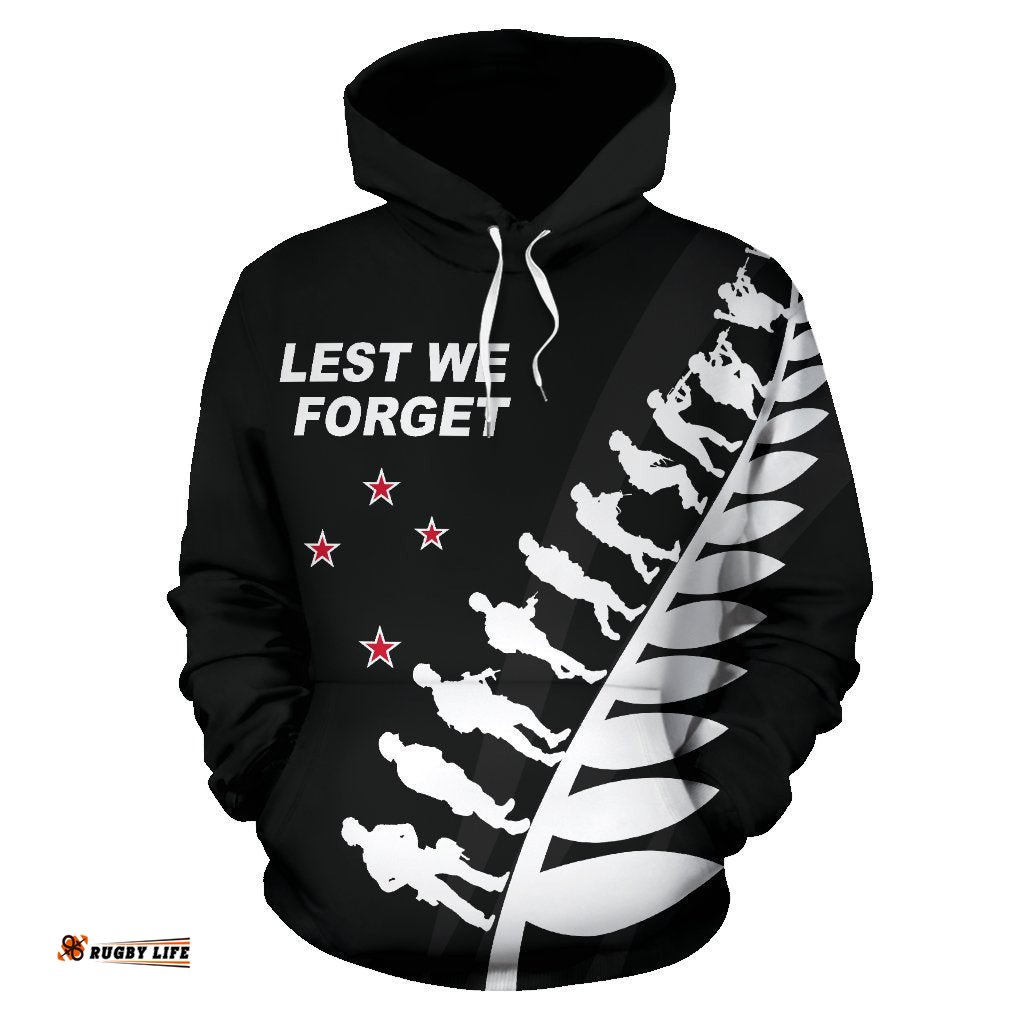 Lest We Forget New Zealand Hoodie Black
