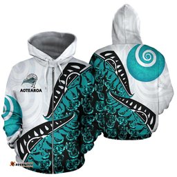 Maori Pounamu Jade Zip Up Hoodie Bk