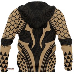 New Zealand Hoodie, Full Torso Aqua Pullover Hoodie Gold