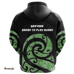 New Zealand Maori Rugby Kirituhi Tattoo Zip Hoodie