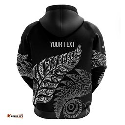 RugbyLife Shop Aotearoa Personalized Lawn Bowls Maori Hoodie New Zealand Black Tribal Silver Fern LT7