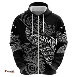 RugbyLife Shop Aotearoa Personalized Lawn Bowls Maori Hoodie New Zealand Black Tribal Silver Fern LT7