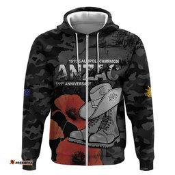 RugbyLife Shop Australia 1915 Gallipoli ANZAC Hoodie 111th Anniversary Army Boots And Slouch Hat LT14