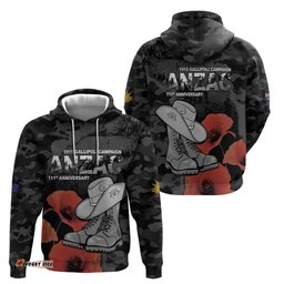 RugbyLife Shop Australia 1915 Gallipoli ANZAC Hoodie 111th Anniversary Army Boots And Slouch Hat LT14