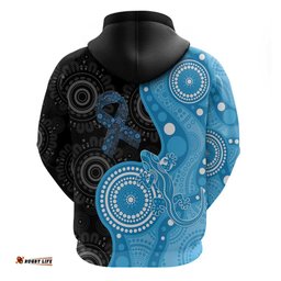 RugbyLife Shop Australia Autism Awareness Month Hoodie Indigenous Lizard With Blue Ribbon LT14