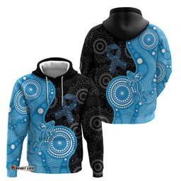 RugbyLife Shop Australia Autism Awareness Month Hoodie Indigenous Lizard With Blue Ribbon LT14