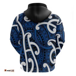 RugbyLife Shop Aotearoa Maori Kowhaiwhai Hoodie Kikorangi Puhoro and Patiki LT9
