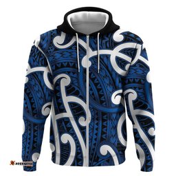 RugbyLife Shop Aotearoa Maori Kowhaiwhai Hoodie Kikorangi Puhoro and Patiki LT9