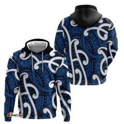 RugbyLife Shop Aotearoa Maori Kowhaiwhai Hoodie Kikorangi Puhoro and Patiki LT9
