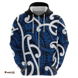 RugbyLife Shop Aotearoa Maori Kowhaiwhai Hoodie Kikorangi Puhoro and Patiki LT9