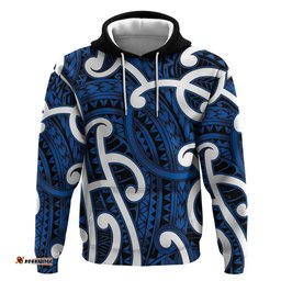 RugbyLife Shop Aotearoa Maori Kowhaiwhai Hoodie Kikorangi Puhoro and Patiki LT9