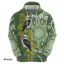 RugbyLife Shop Aussie Kokaburra Golden Wattle Hoodie Aboriginal with National Color LT9