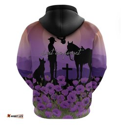 RugbyLife Shop Australia ANZAC Animal Heroes Hoodie Purple Poppies LT7