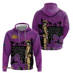 RugbyLife Shop ANZAC Soldier and War Animals Hoodie We Will Remember Them LT15