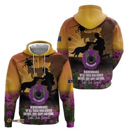RugbyLife Shop Animal War Heroes Australia ANZAC Day Hoodie We Will Always Remember Them LT14