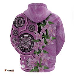RugbyLife Shop Australia Boronia Hoodie Aussie Native Flowers Indigenous Art LT14