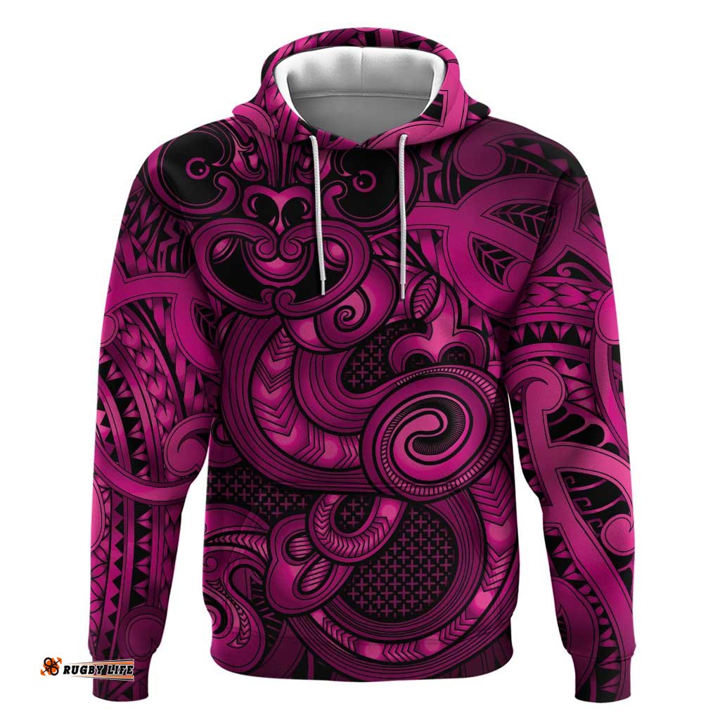 RugbyLife Shop Aotearoa Maori Hei Tiki Hoodie Mawhero Kowhaiwhai Puhoro Motif LT9