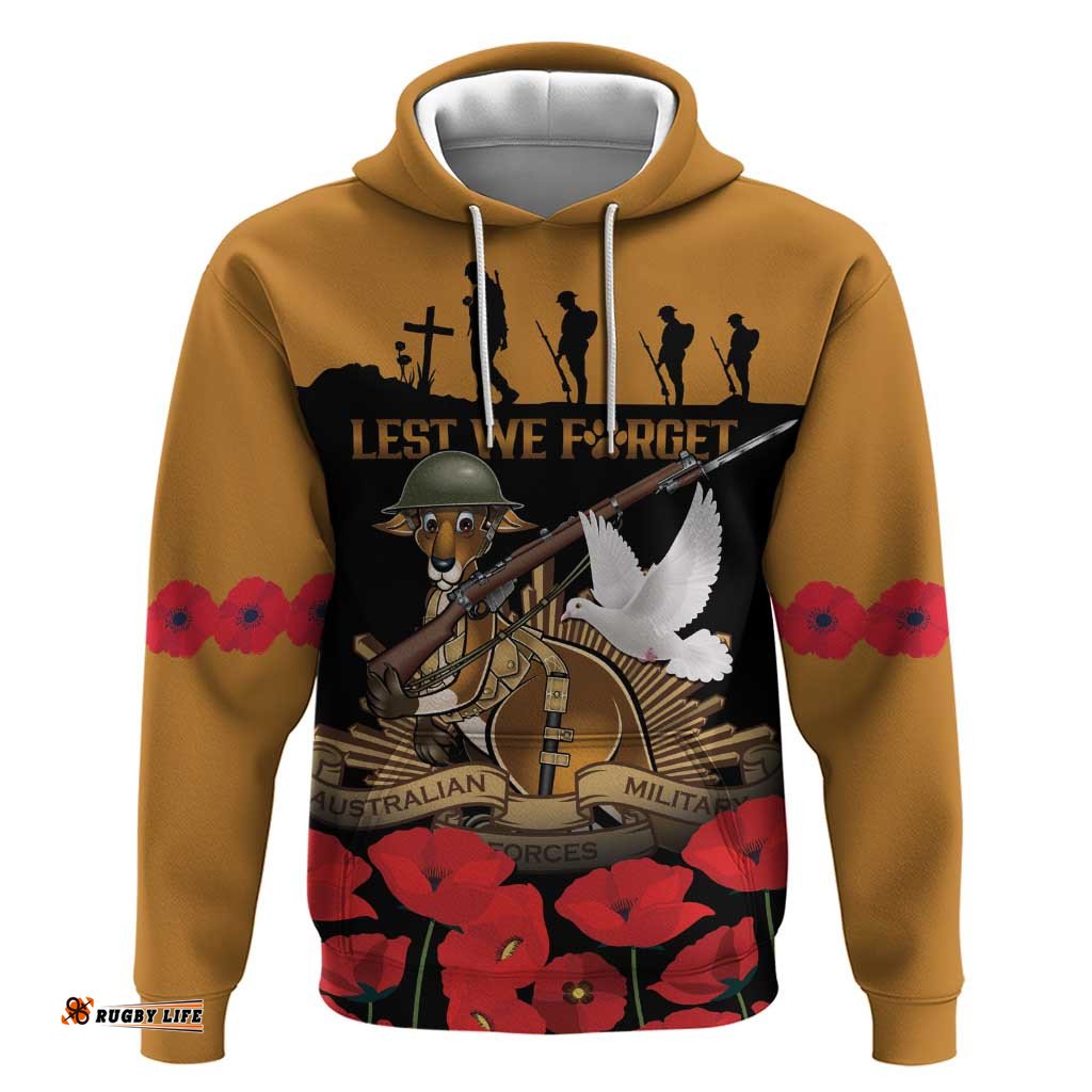RugbyLife Shop Australia ANZAC Day Personalised Hoodie Honouring The Animals That Served LT9