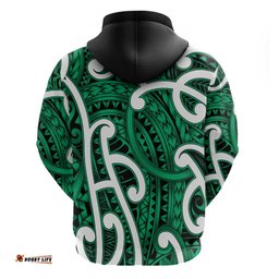RugbyLife Shop Aotearoa Maori Kowhaiwhai Hoodie Kakariki Puhoro and Patiki LT9