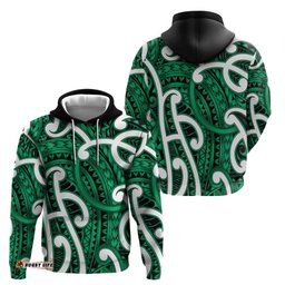 RugbyLife Shop Aotearoa Maori Kowhaiwhai Hoodie Kakariki Puhoro and Patiki LT9
