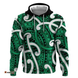 RugbyLife Shop Aotearoa Maori Kowhaiwhai Hoodie Kakariki Puhoro and Patiki LT9