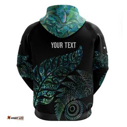 RugbyLife Shop Aotearoa Personalized Lawn Bowls Maori Hoodie New Zealand Paua Shell Tribal Silver Fern LT7