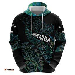 RugbyLife Shop Aotearoa Personalized Lawn Bowls Maori Hoodie New Zealand Paua Shell Tribal Silver Fern LT7
