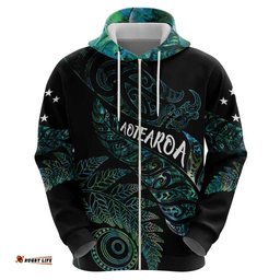 RugbyLife Shop Aotearoa Personalized Lawn Bowls Maori Hoodie New Zealand Paua Shell Tribal Silver Fern LT7