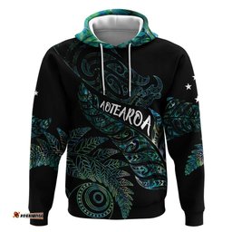 RugbyLife Shop Aotearoa Personalized Lawn Bowls Maori Hoodie New Zealand Paua Shell Tribal Silver Fern LT7
