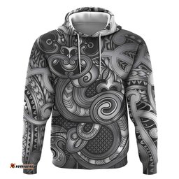 RugbyLife Shop Aotearoa Maori Hei Tiki Hoodie Kiwikiwi Kowhaiwhai Puhoro Motif LT9