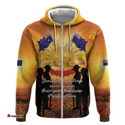 RugbyLife Shop ANZAC Day Hoodie Remembrance Tribute Soldiers And Poppy Field LT05