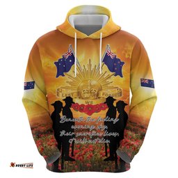 RugbyLife Shop ANZAC Day Hoodie Remembrance Tribute Soldiers And Poppy Field LT05