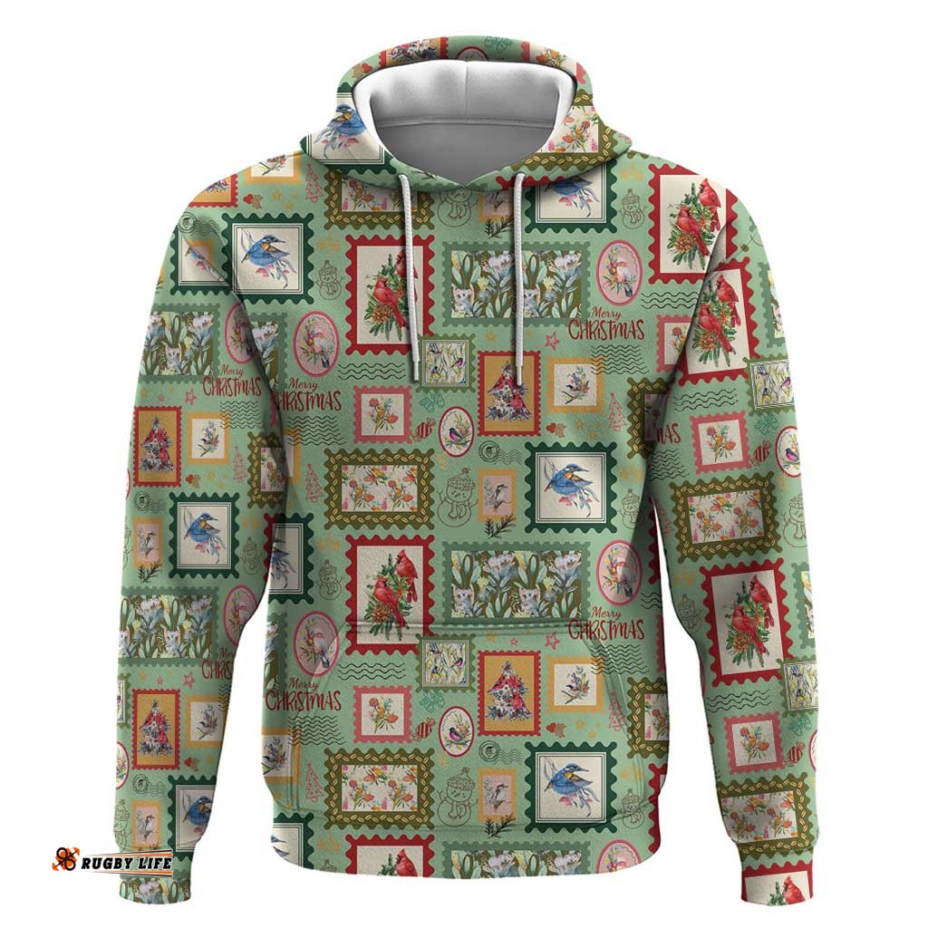 RugbyLife Shop Aussie Birds Christmas La La Land Hoodie Green Vintage Stamp Edition LT9