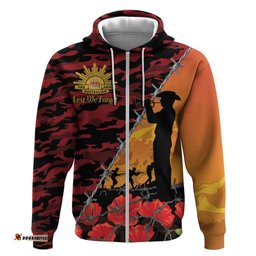 RugbyLife Shop ANZAC Lest We Forget Hoodie Australian Army Poppy Tribute LT15