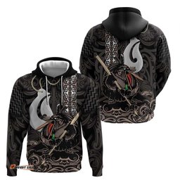 RugbyLife Shop Aotearoa Hei Matau Hoodie Haka Kiwi Mix Maori Mangopare LT14
