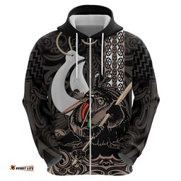 RugbyLife Shop Aotearoa Hei Matau Hoodie Haka Kiwi Mix Maori Mangopare LT14