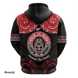 RugbyLife Shop Aotearoa Toitu Te Tiriti Hoodie Haka Tiki Honour The Treaty LT14