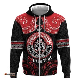 RugbyLife Shop Aotearoa Toitu Te Tiriti Hoodie Haka Tiki Honour The Treaty LT14