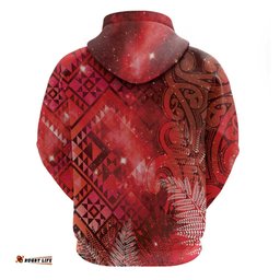 RugbyLife Shop Aotearoa Taniko Matariki Hoodie Cosmic Red LT7