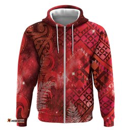RugbyLife Shop Aotearoa Taniko Matariki Hoodie Cosmic Red LT7