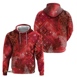 RugbyLife Shop Aotearoa Taniko Matariki Hoodie Cosmic Red LT7