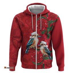 RugbyLife Shop Aussie Kokaburra Waratah Christmas Hoodie Aboriginal Dots Painting LT9