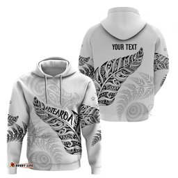 RugbyLife Shop Aotearoa Personalized Lawn Bowls Maori Hoodie New Zealand White Tribal Silver Fern LT7