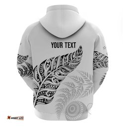 RugbyLife Shop Aotearoa Personalized Lawn Bowls Maori Hoodie New Zealand White Tribal Silver Fern LT7