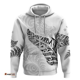 RugbyLife Shop Aotearoa Personalized Lawn Bowls Maori Hoodie New Zealand White Tribal Silver Fern LT7